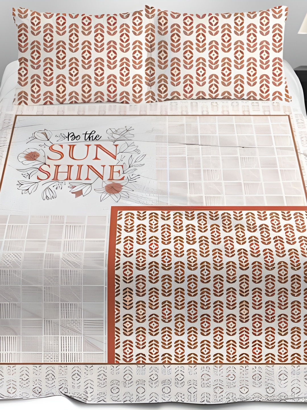 

Signature Grey & White King Bedsheet with 2 Pillow Covers