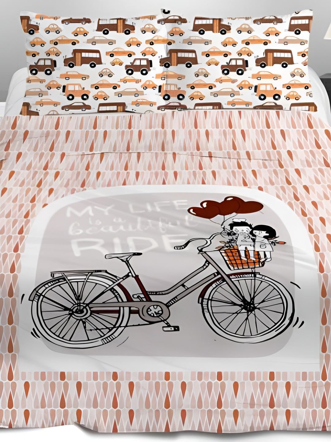 

Signature White & Brown King Bedsheet with 2 Pillow Covers