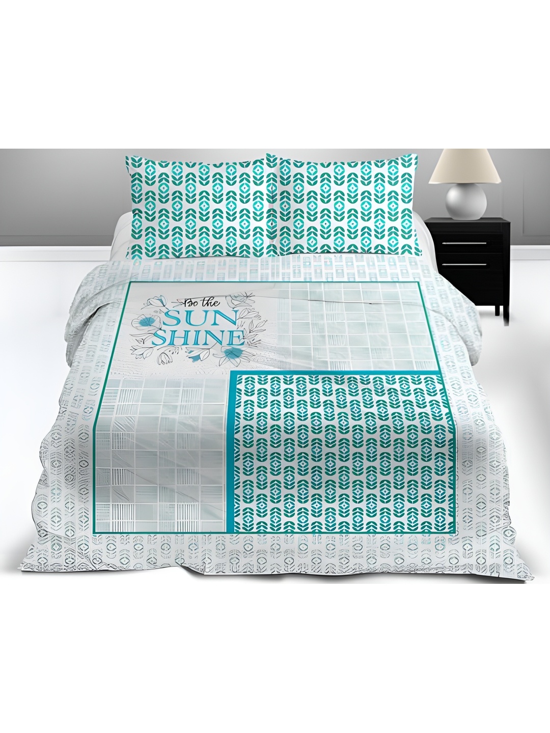

Signature Blue & Off White Ethnic Motifs King Bedsheet with 2 Pillow Covers