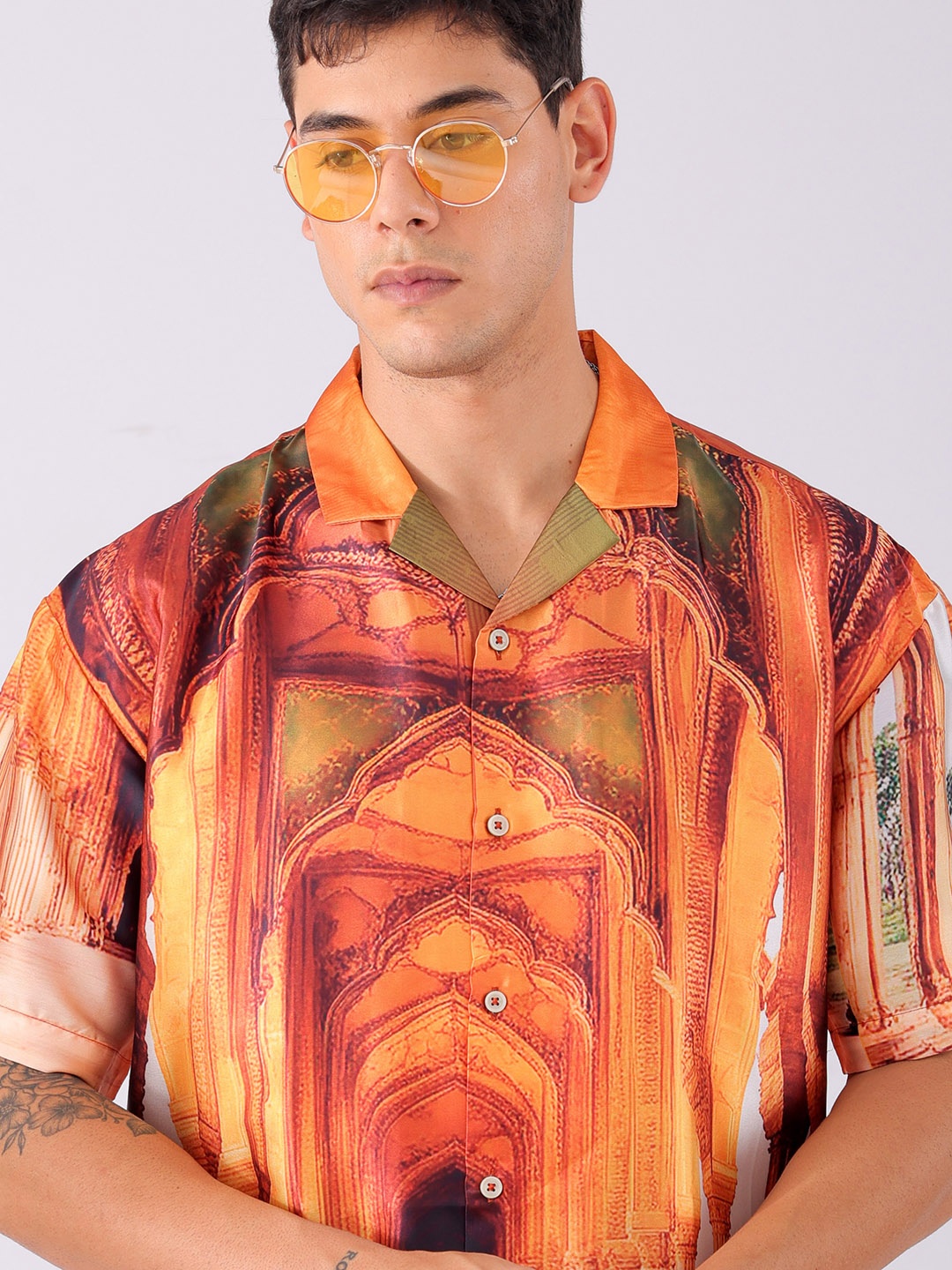 The Indian Garage Co Men Relaxed Fit Indie Printed Resortwear Shirt, Multi