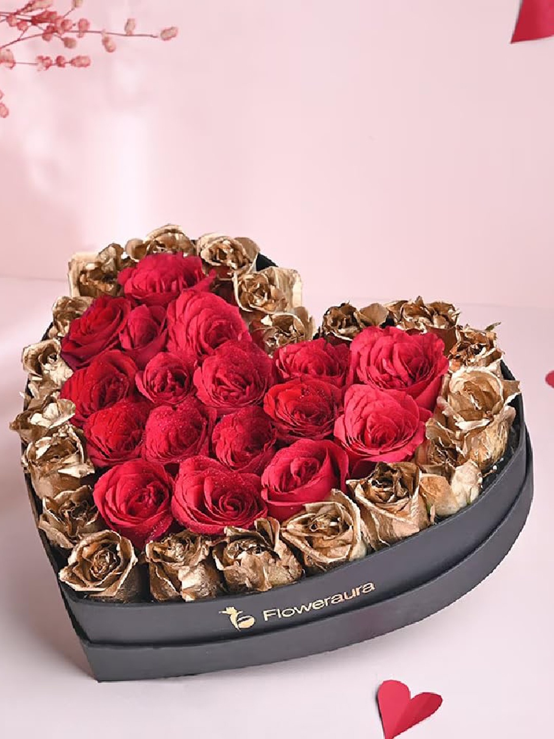 

Floweraura Gold-Toned & Red 35 Pieces Roses Flowers Bouquet