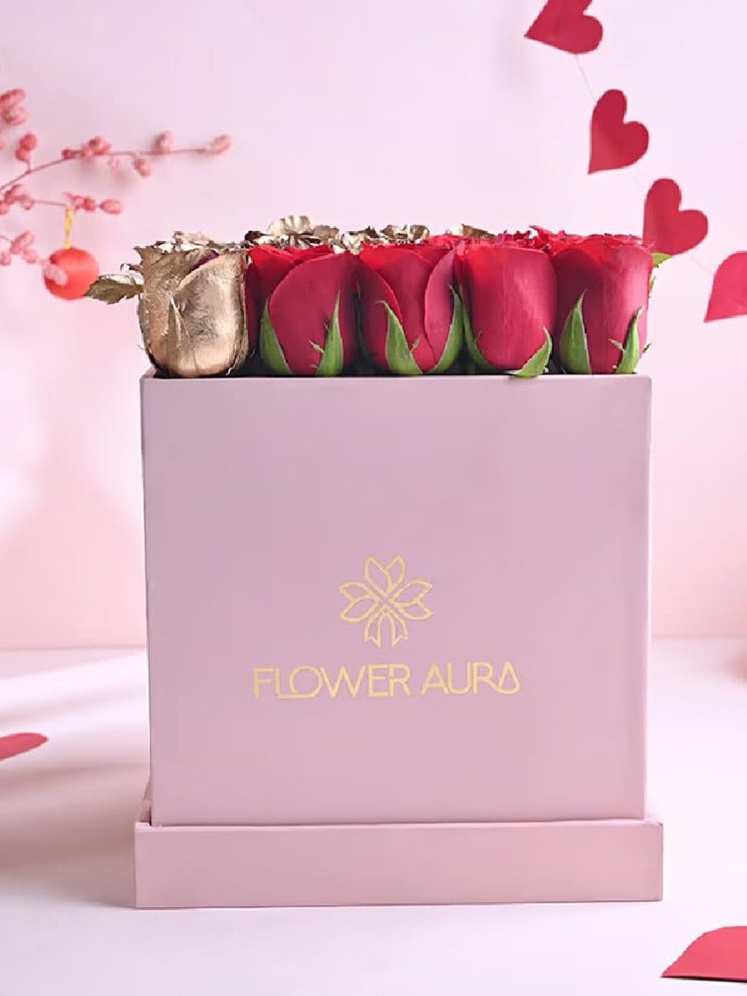 

Floweraura 24-Pcs Red & Yellow Mixed Fresh Live Roses Flowers Bouquet With Wrapping Paper, Gold