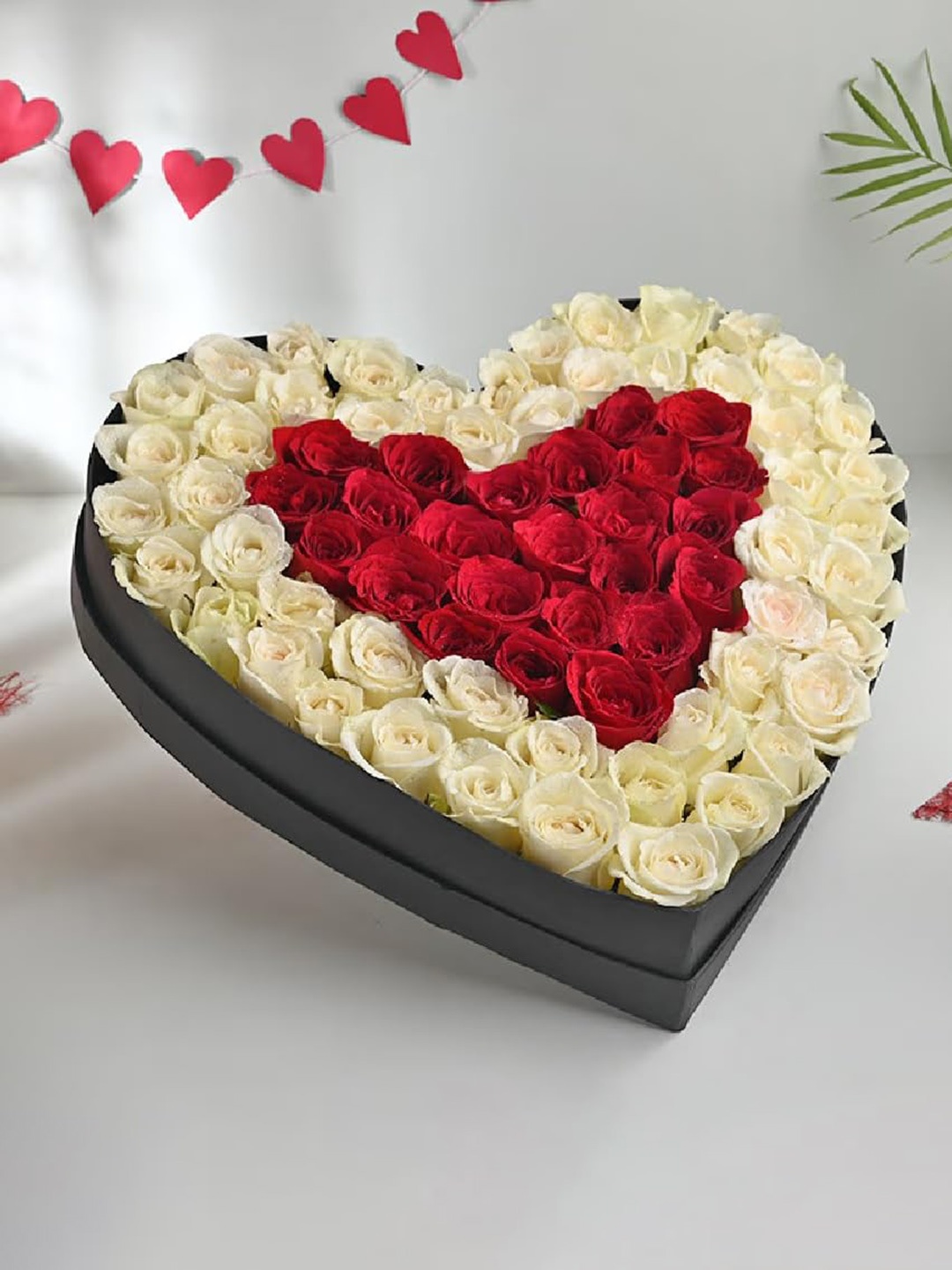 

Floweraura Red & White 75 Pieces Mixed Fresh Roses Bouquet With Box