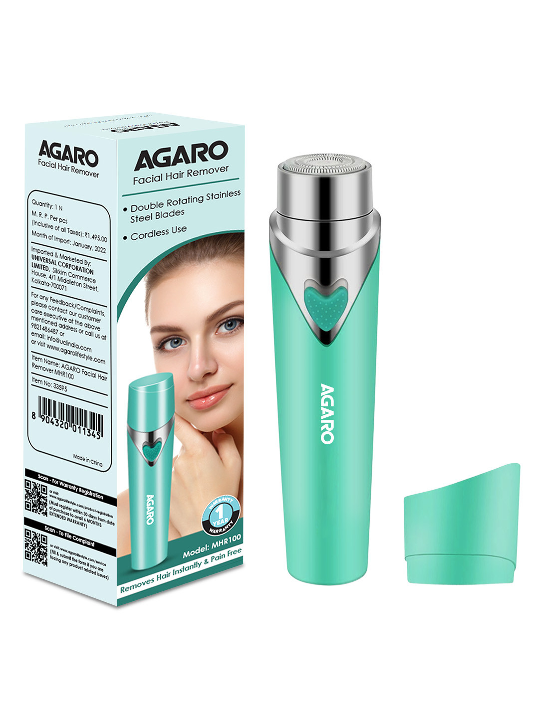 

Agaro MHR100 Women Electric Painless Facial Hair Remover For Precision Finish - Green