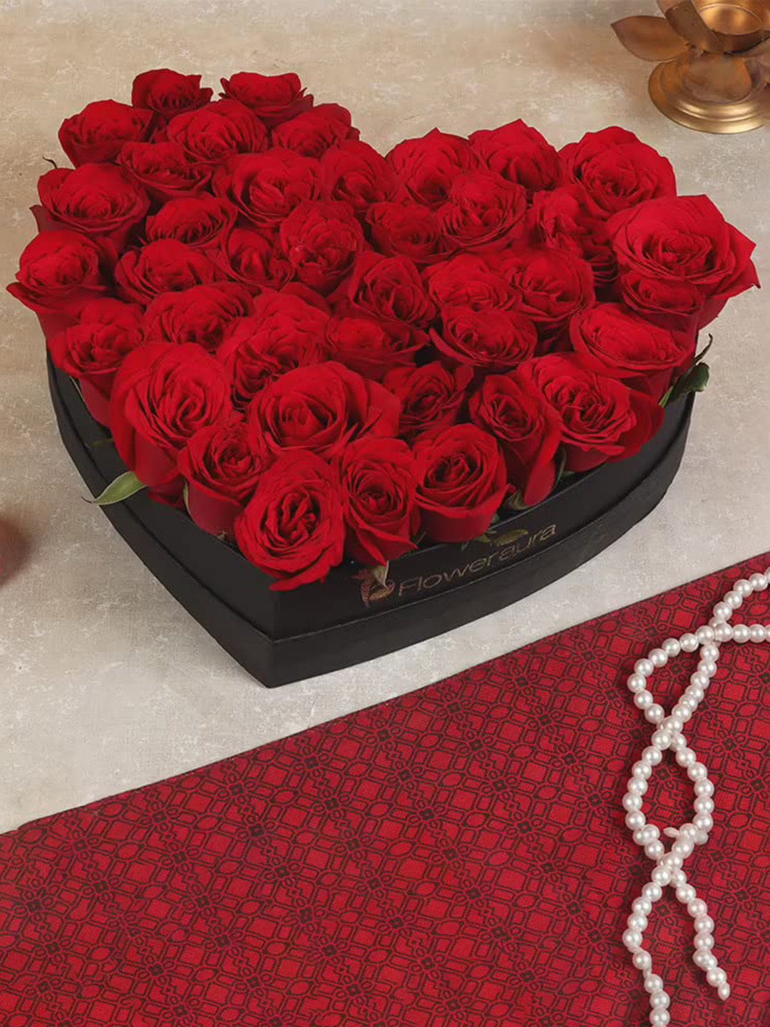 

Floweraura 50-Pcs Red Fresh Live Roses Flowers Bouquet With Box