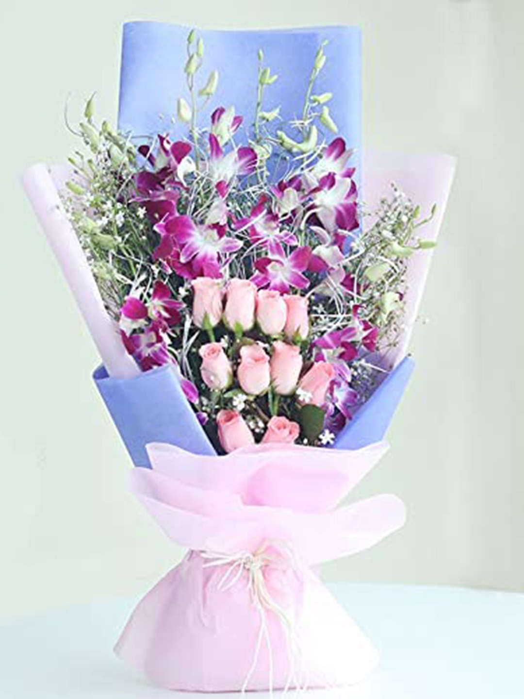 

Floweraura Pink & Purple 16-Pcs Mixed Fresh Live Flowers Bouquet With Wrapping Paper