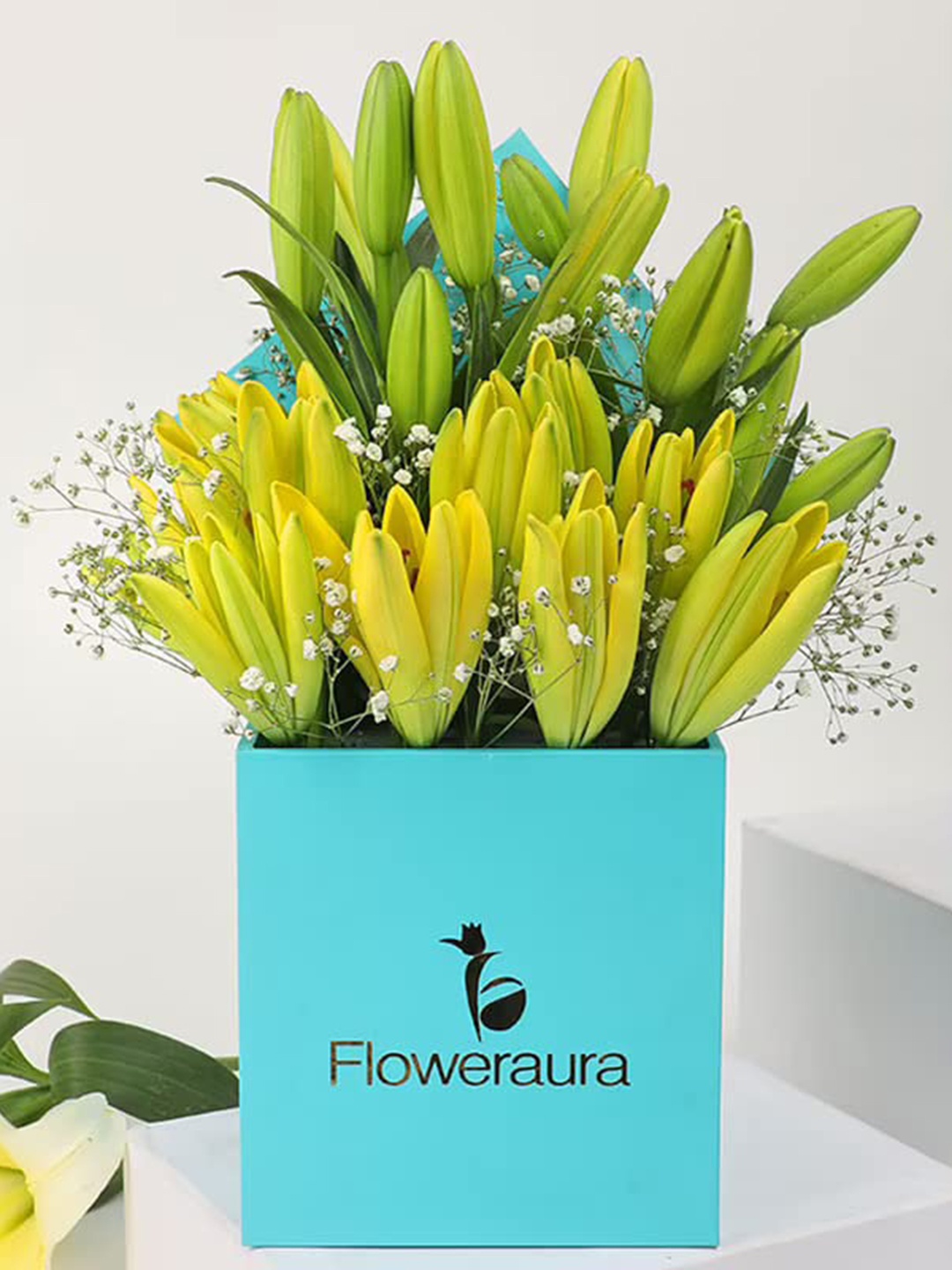 

Floweraura Yellow 6 Pieces Fresh Live Lilies Flowers Bouquet With Box