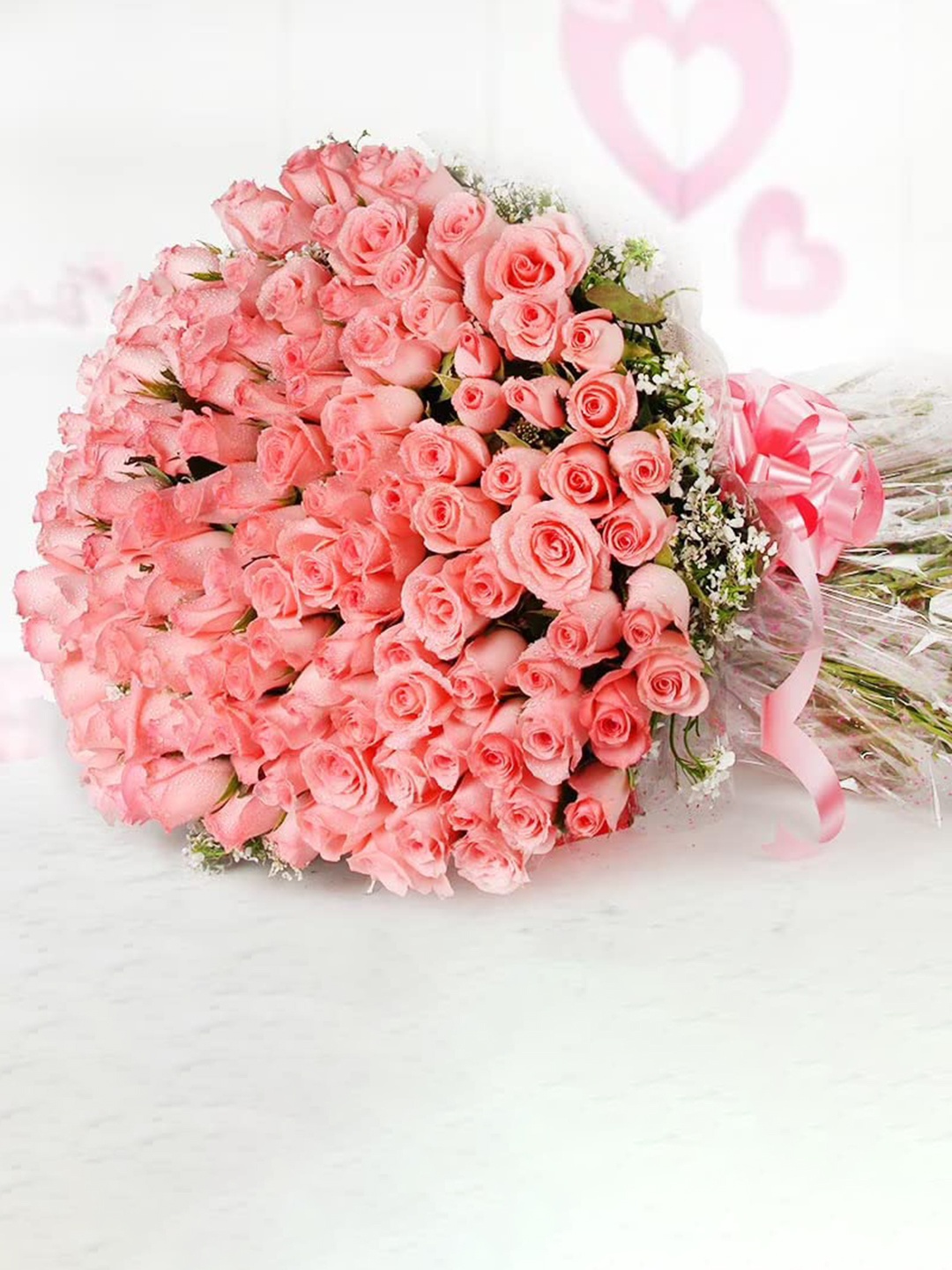 

Floweraura 100 Pieces Pink Mixed Fresh Live Roses Bouquet