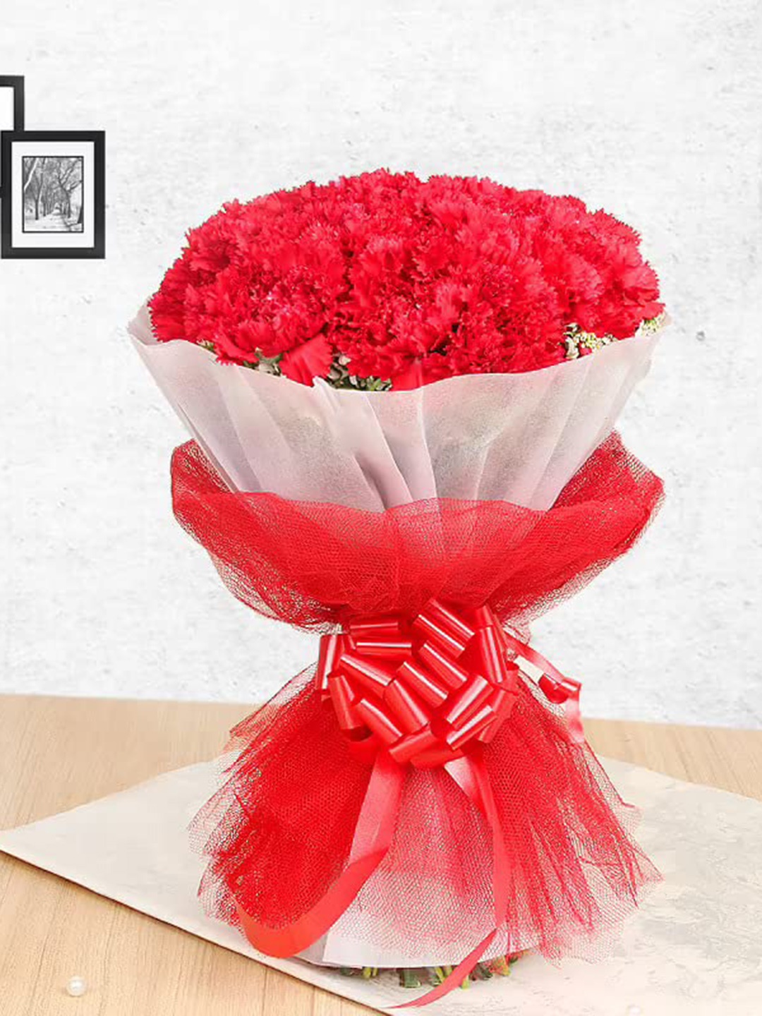 

Floweraura Red 15 Pieces Fresh Live Carnation Flowers Bouquet With Wrapping Paper