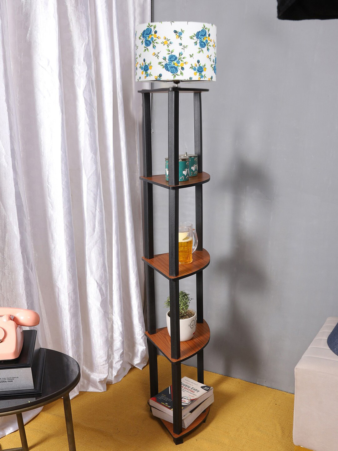 

Devansh Blue & White Printed Wooden Spherical Floor Lamp