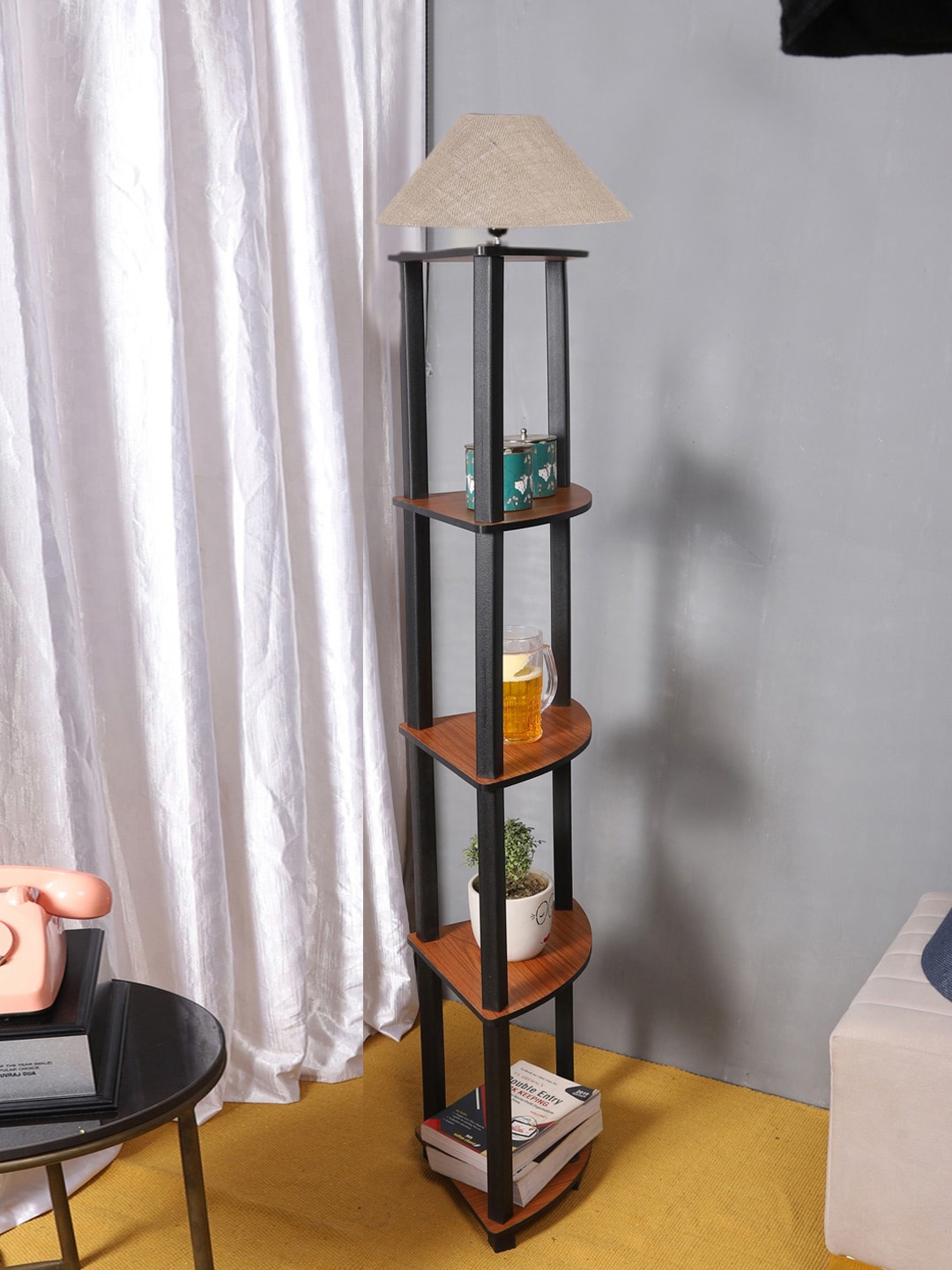 

Devansh Beige Wooden Frustum Floor Lamp