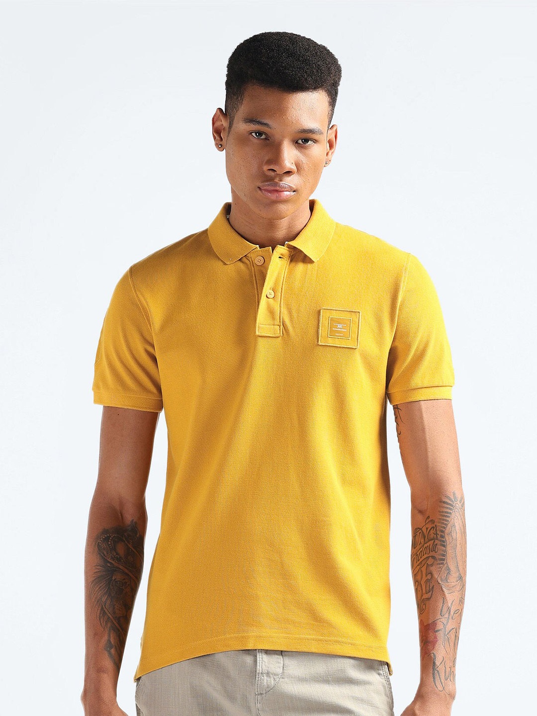 

Flying Machine Polo Collar Cotton T-shirt, Yellow