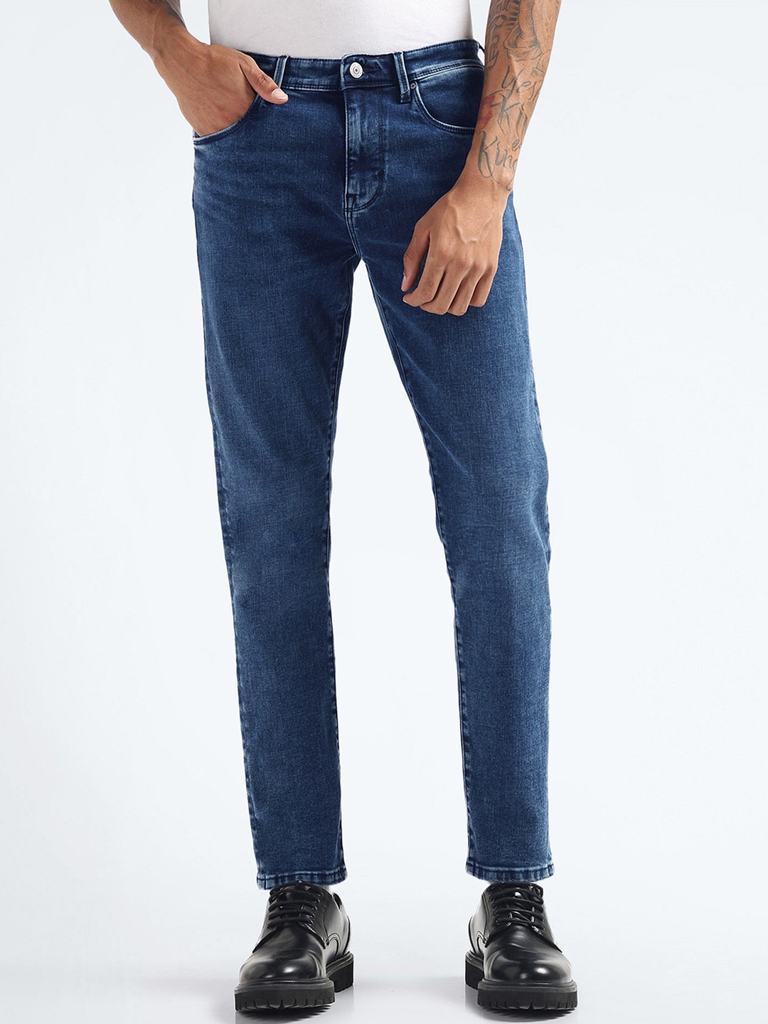 

Flying Machine Men Mid Rise Tapered Fit Stretchable Jeans, Blue