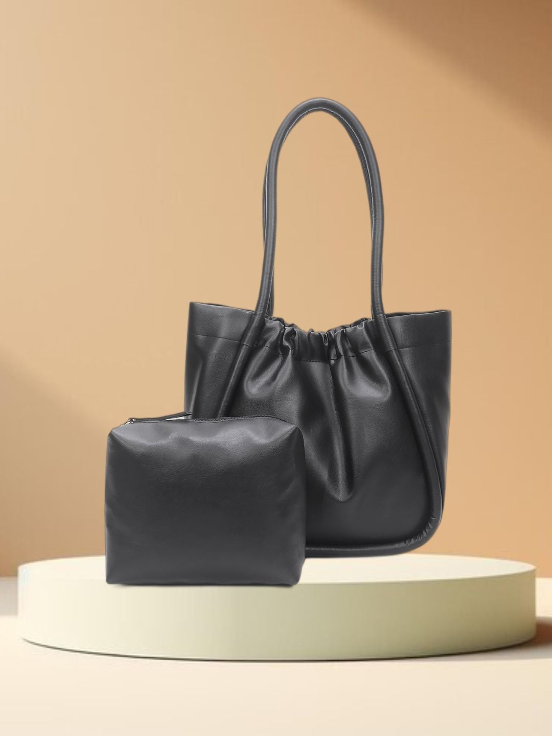 

yelloe Set Of 2 Oversized Shopper Shoulder Bag, Black