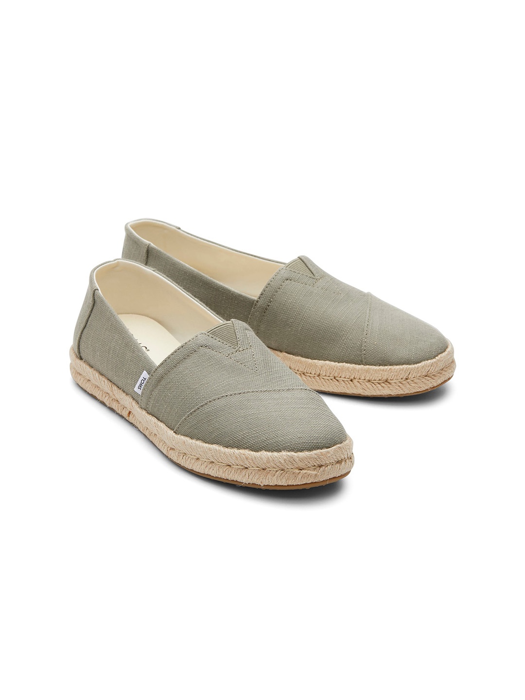 

TOMS Women Textured Comfort Insole Contrast Sole Slip-On Espadrilles, Olive