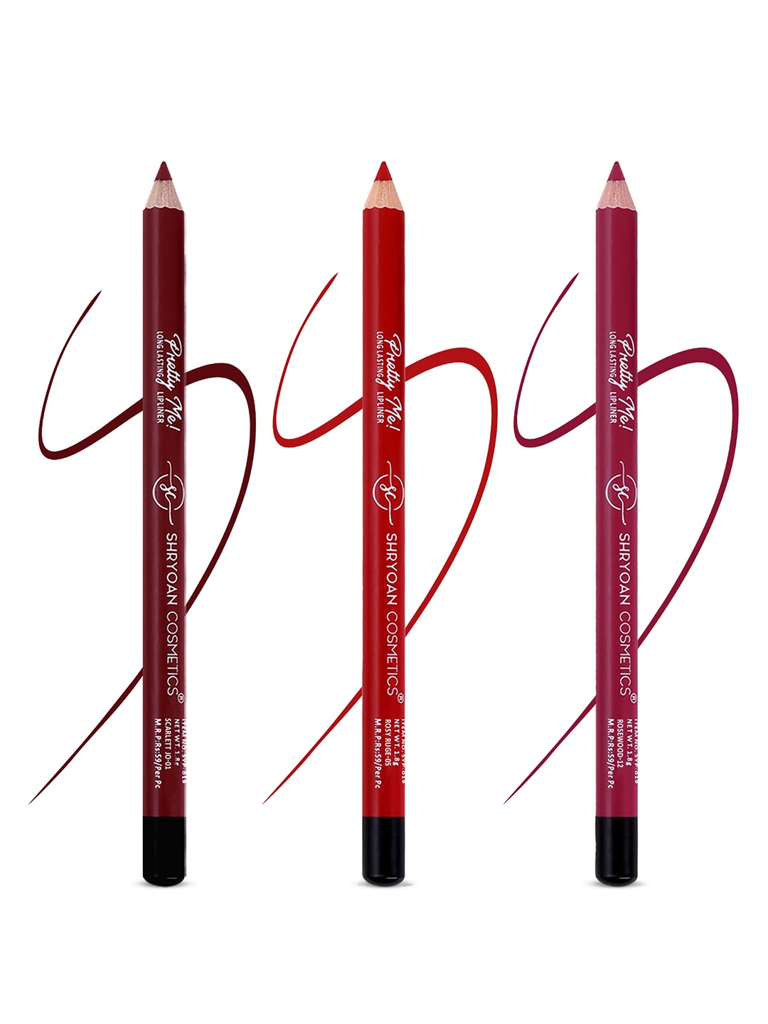 

SHRYOAN Set Of 3 Pretty Me Bold Lipliner & Eye Liner Matte Pencil - 1.8g Each - 01-05-12, Brown