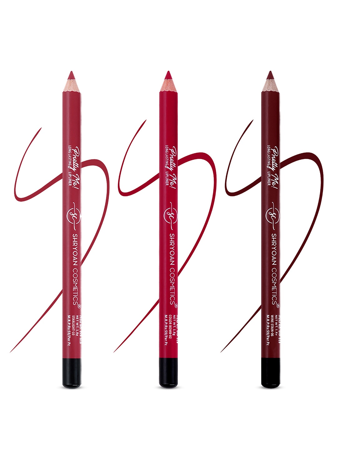 

SHRYOAN Set Of 3 Pretty Me Bold Lipliner & Eye Liner Matte Pencil - 1.8g Each -10-02-06, Brown