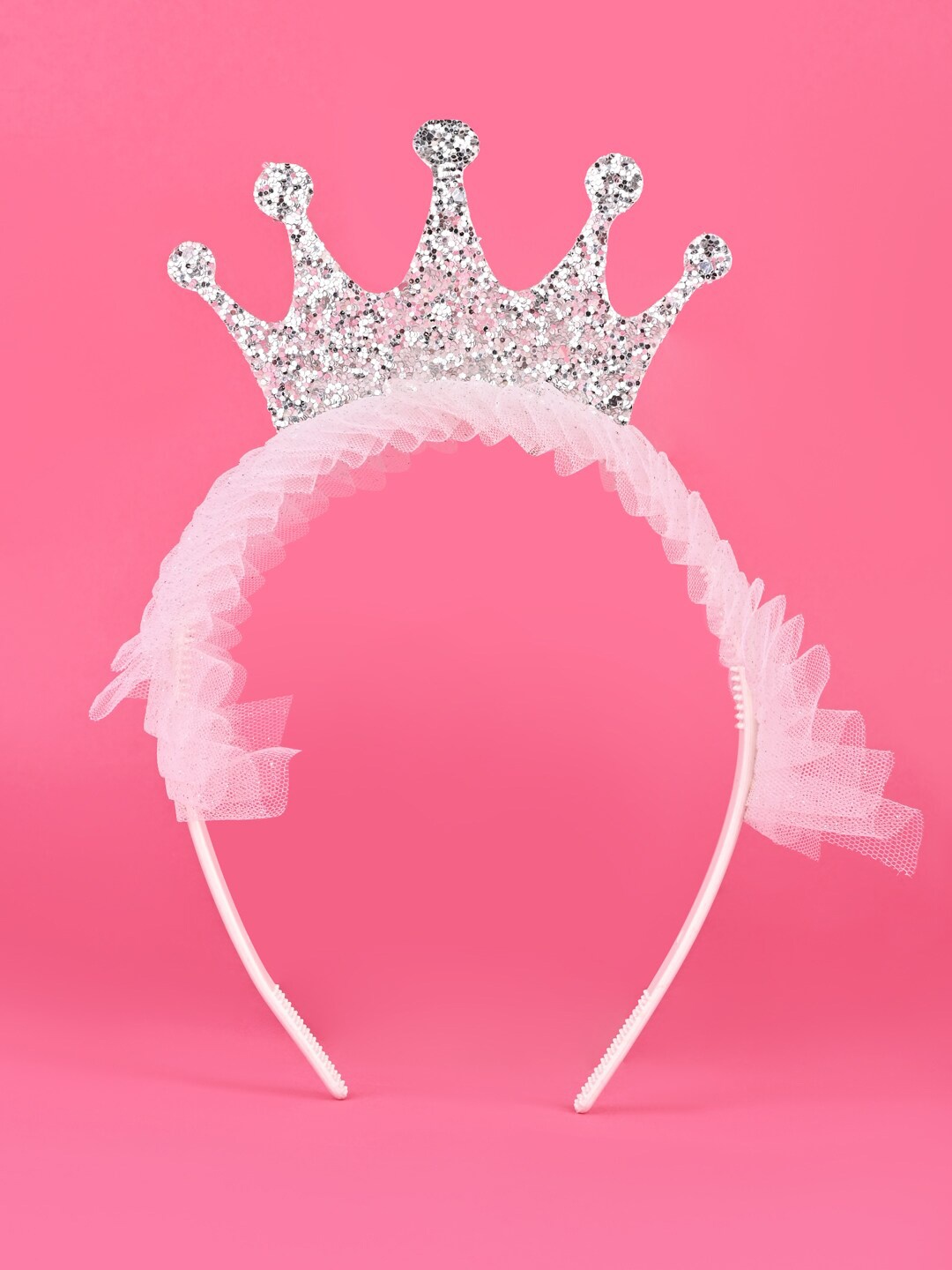 

Aye Candy Girls Sparkling Crown Ruffle Hairband, White