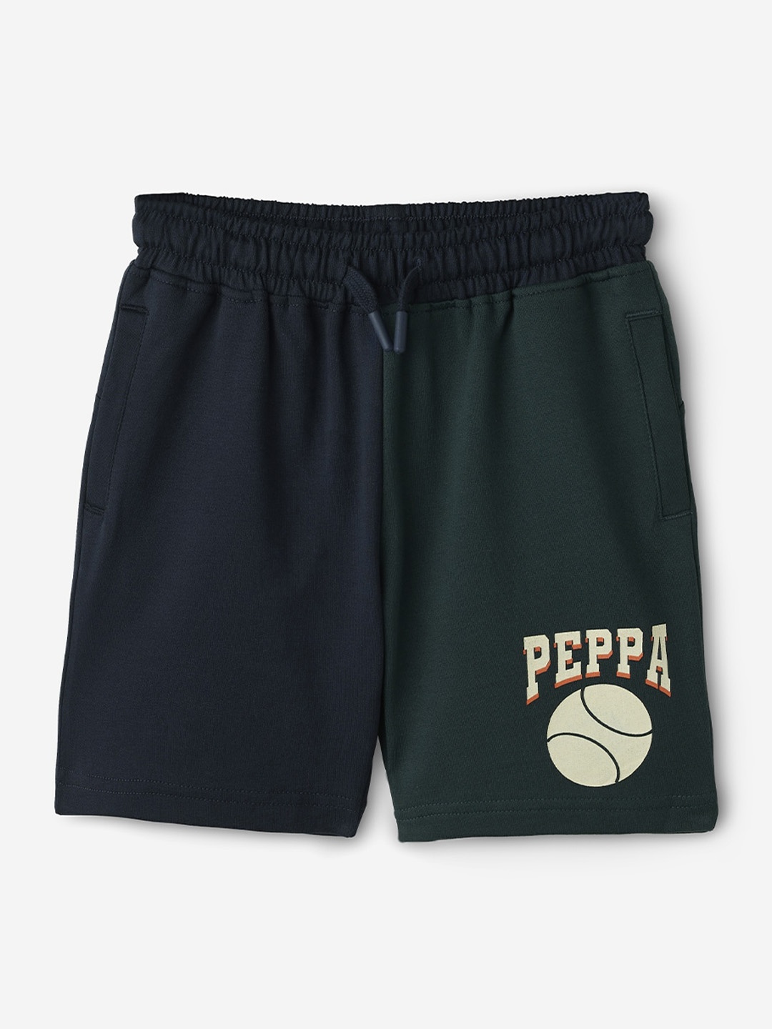 

The Souled Store Boys Blue & Black Colourblocked Pure Cotton Shorts, Green