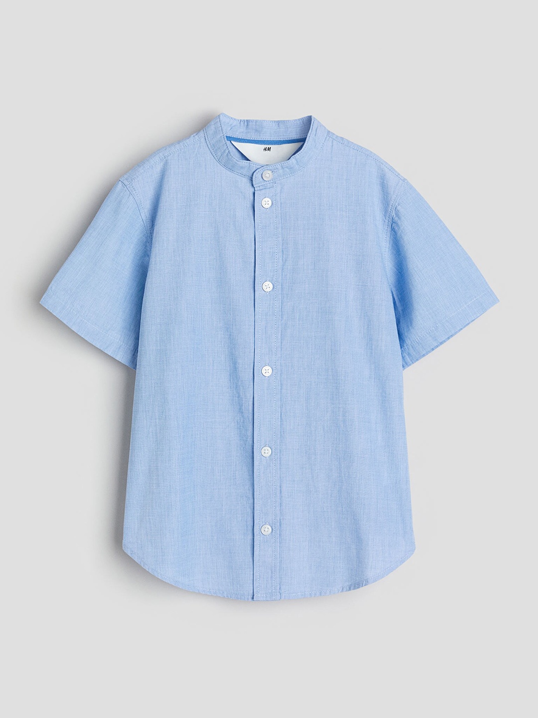 

H&M Grandad Boys Cotton Shirt, Blue