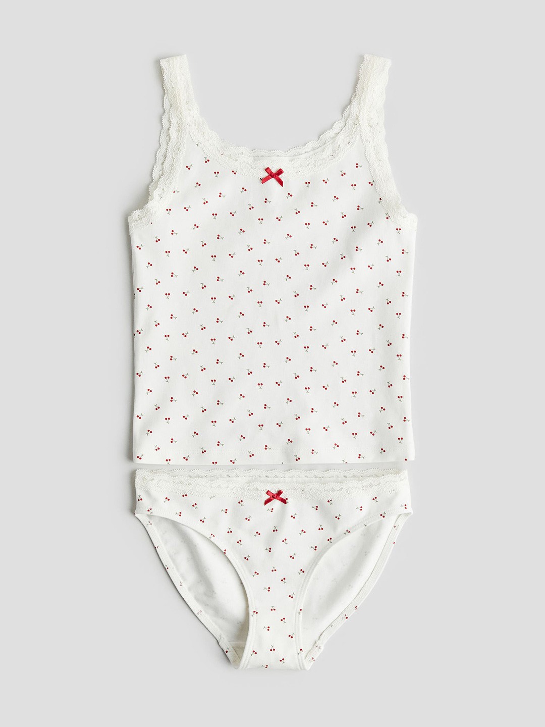 

H&M Cotton Jersey Vest Top & Briefs, White
