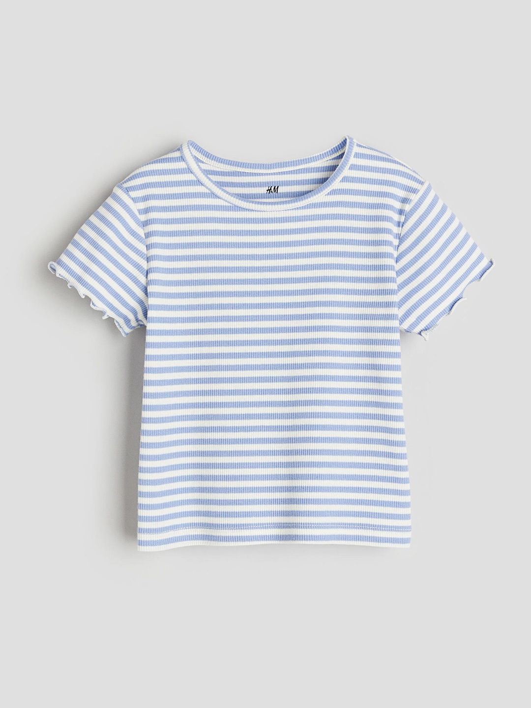 

H&M Girls Ribbed Jersey Top, Blue