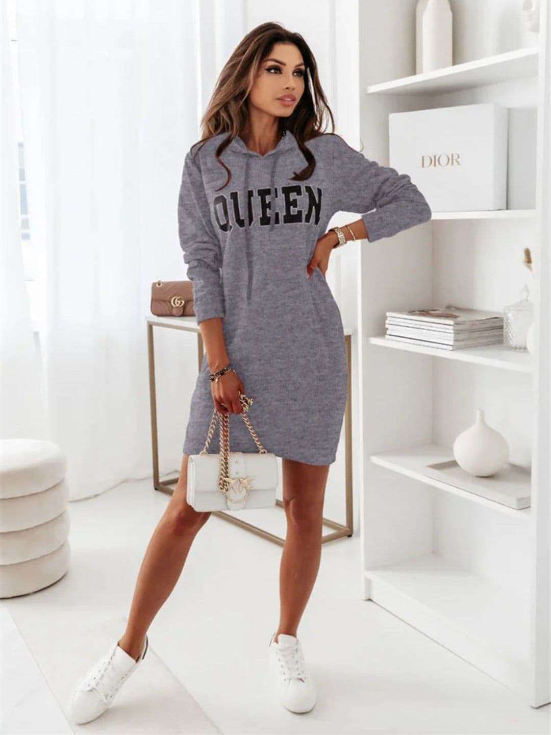 

DressBerry Print Cotton T-shirt Dress, Grey