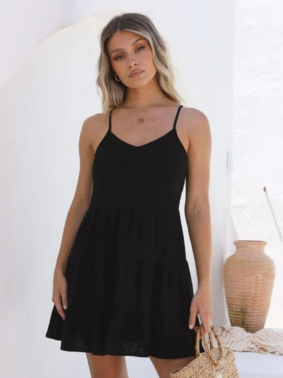 

DressBerry Black Fit & Flare Mini Dress