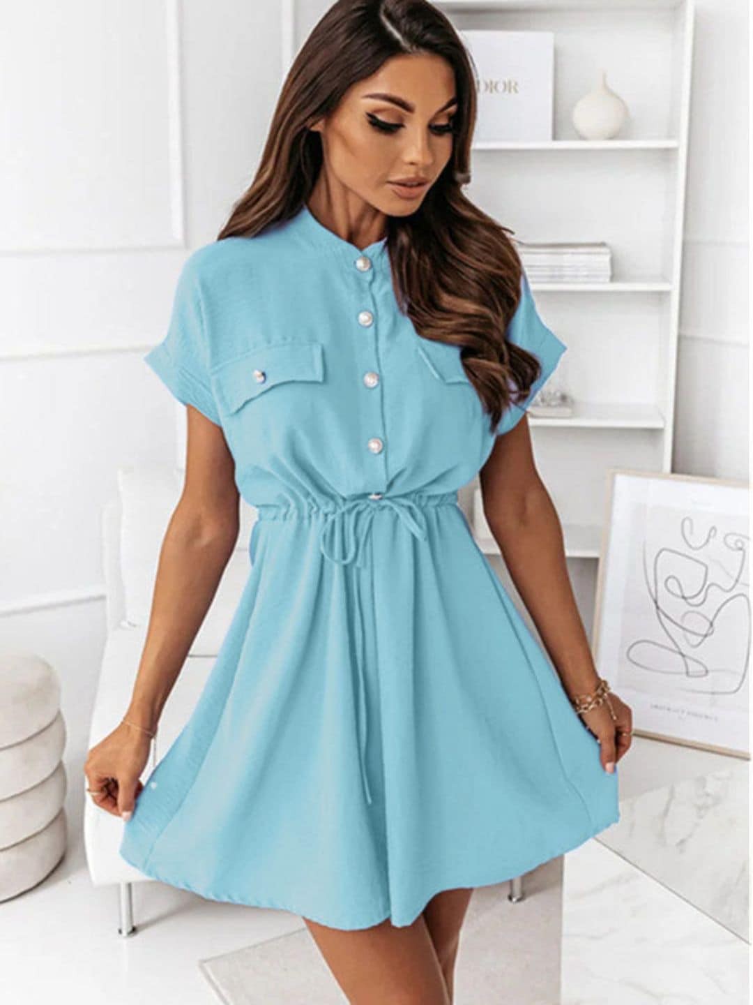 

DressBerry Blue Tie-Ups Fit & Flare Dress