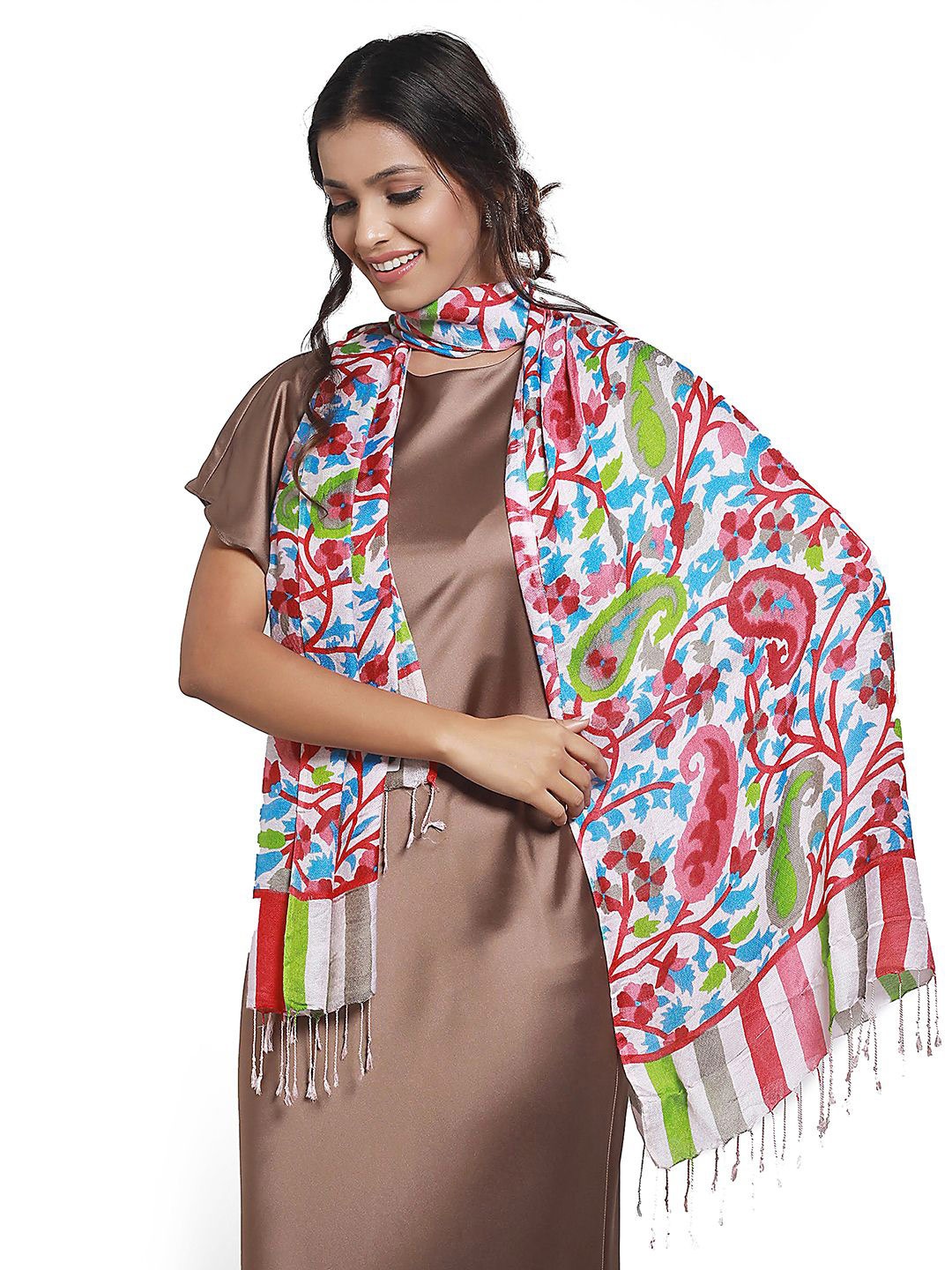 

CrossKulture Floral Printed Scarf, Magenta