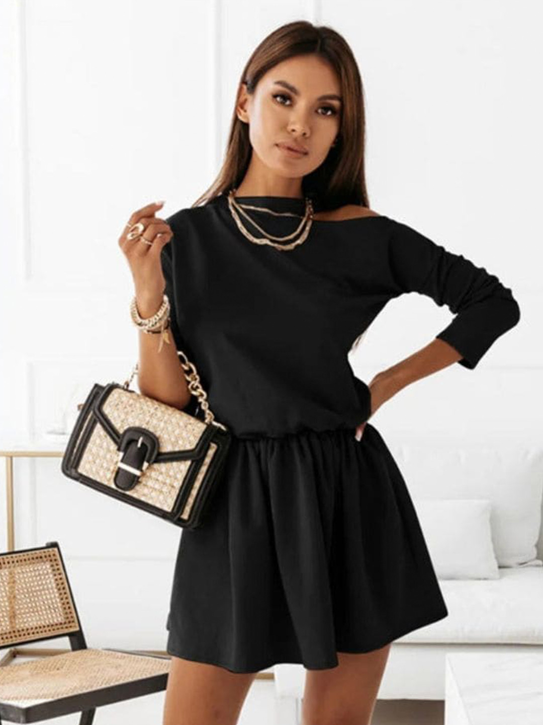 

DressBerry Black Cowl Neck Fit & Flare Dress
