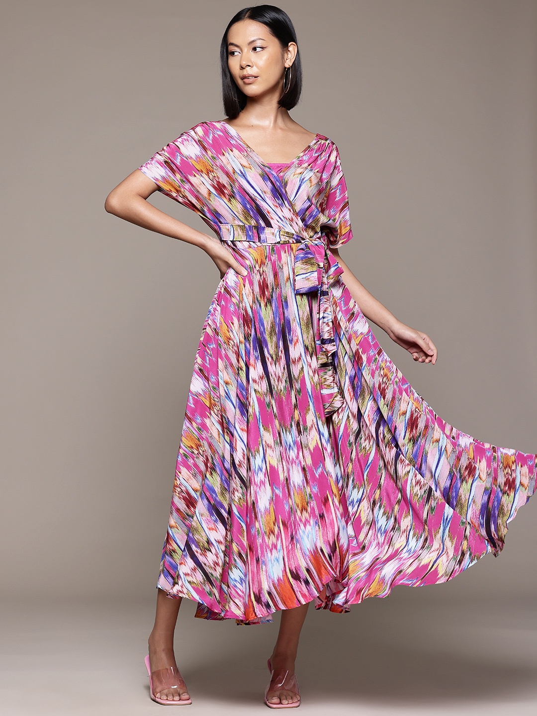 

Ritu Kumar Print Fit & Flare Maxi Dress, Pink