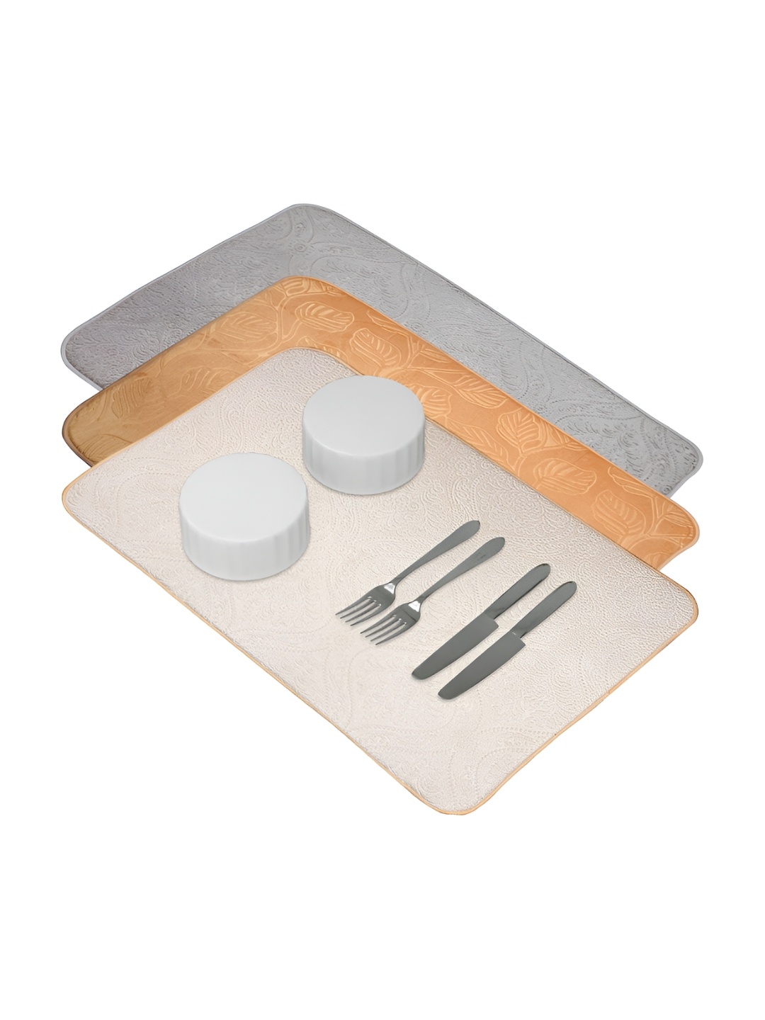 

Kuber Industries 3Pcs Rectangle Table Placemats, Grey