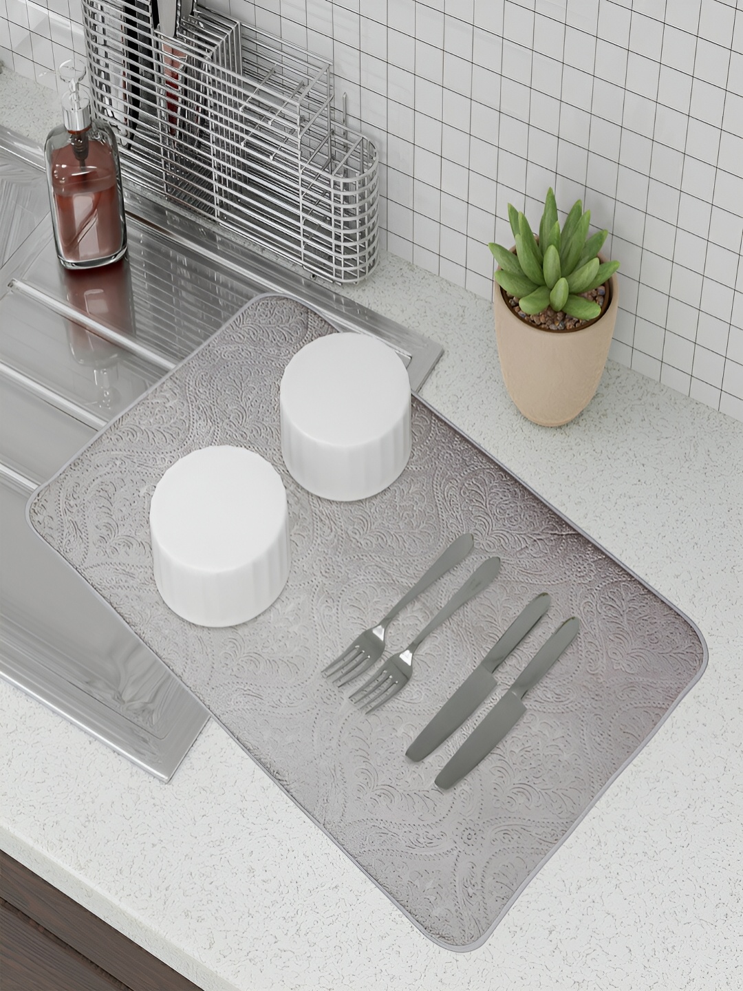 

Kuber Industries 3Pcs Grey Rectangle Table Placemats