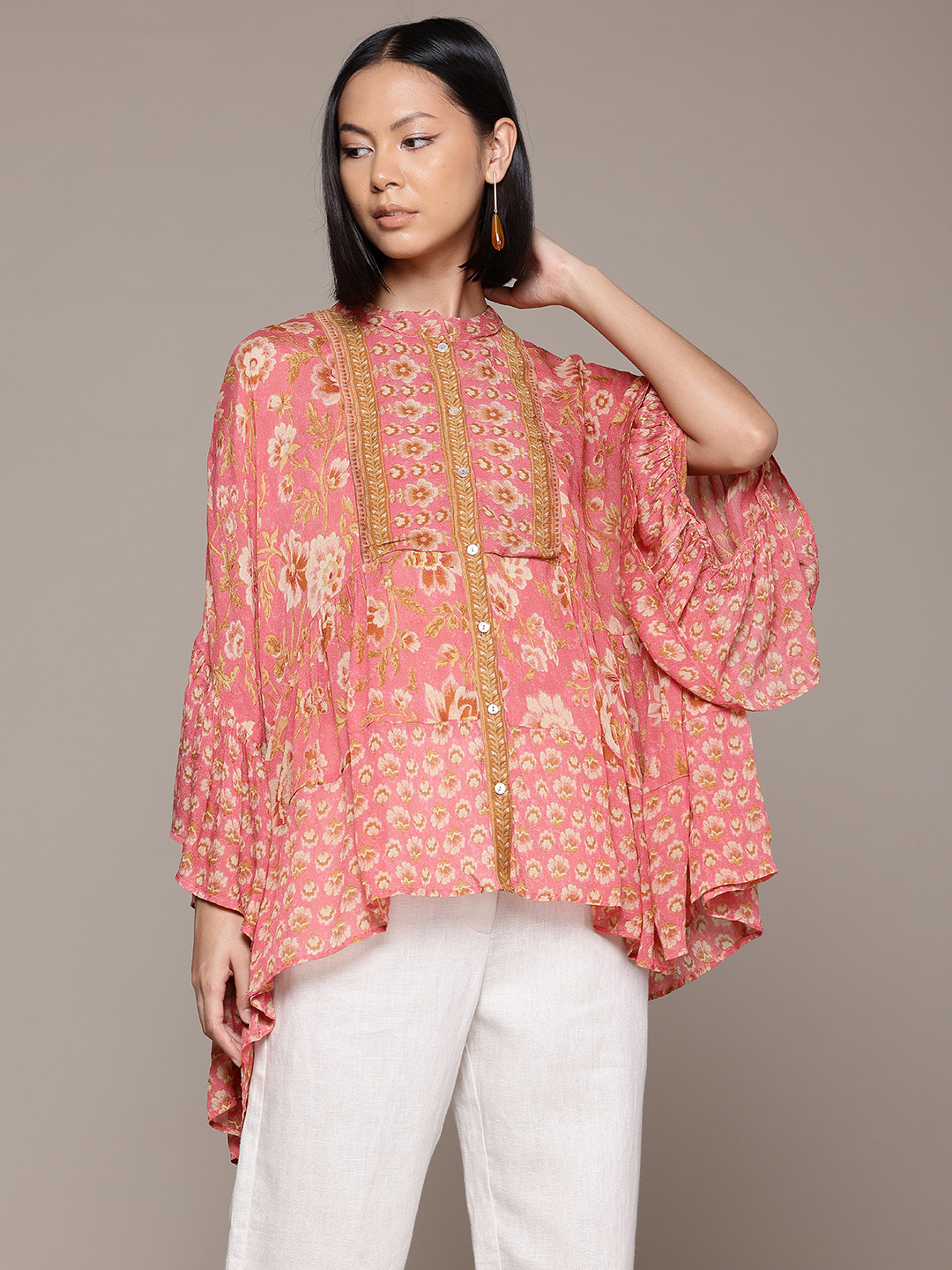 

Ritu Kumar Floral Printed Top, Peach