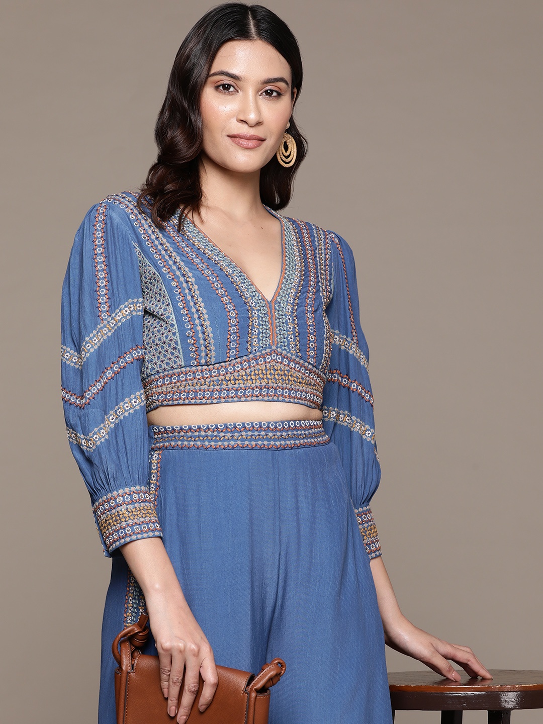 

Ritu Kumar Women Embroidered Co-Ords Set, Blue