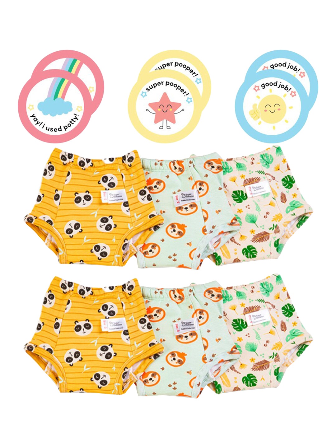 

SuperBottoms Set of 6 Padded Underwear & 6 Potty Training Colour Changing Sticker, Yellow