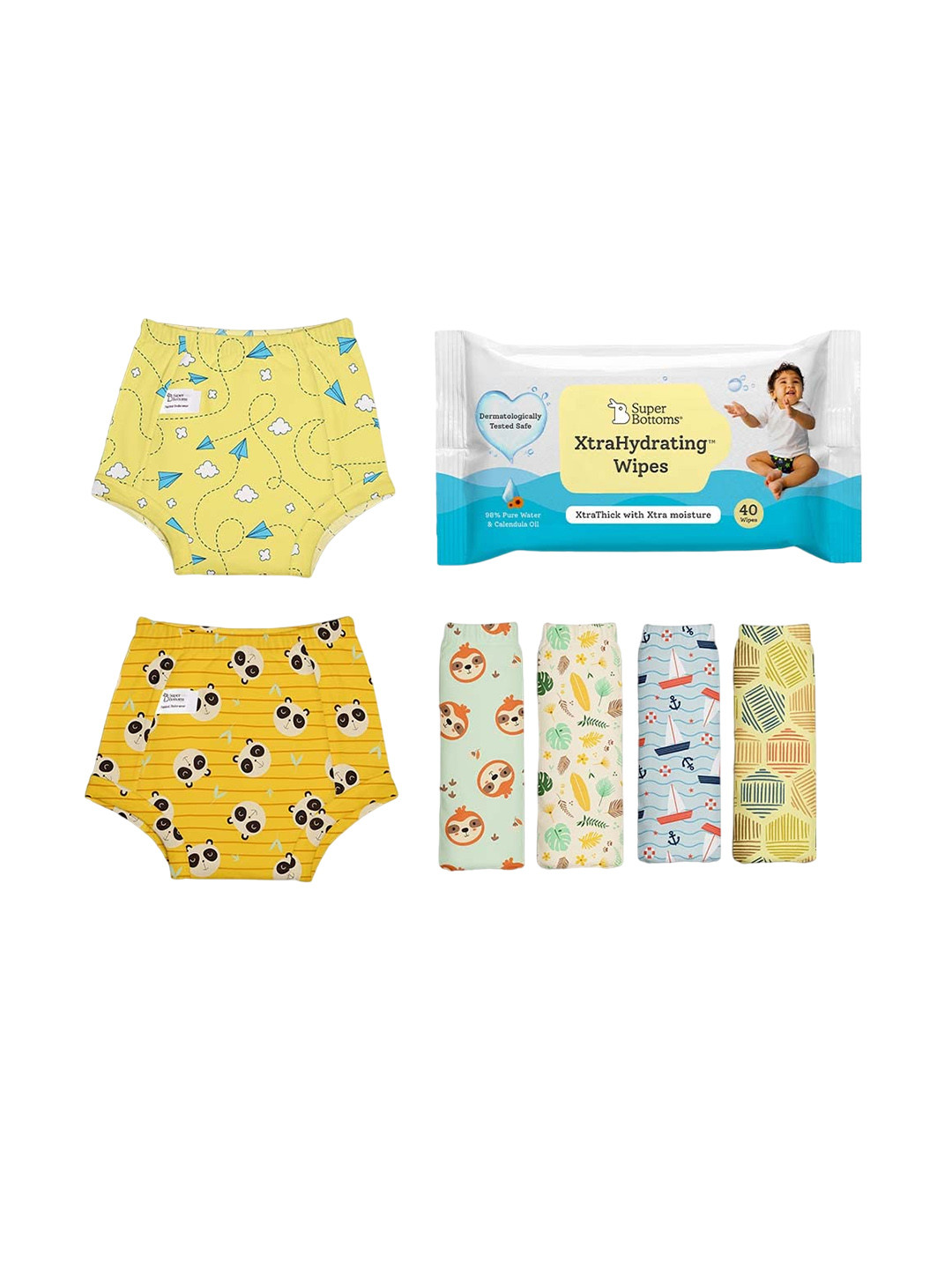 

SuperBottoms Set Of 6 Super Dry Feel Padded Underwear With XtraHydrating Wipes, Multi