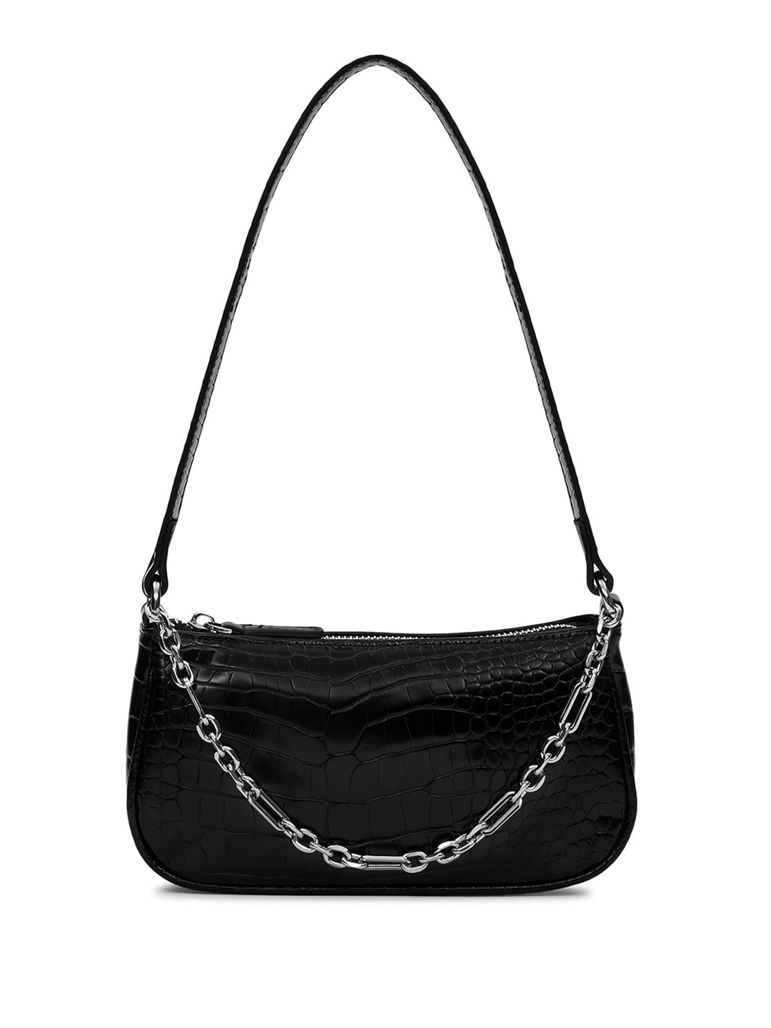 

MIRAGGIO Croc-Textured Shoulder Bag, Black