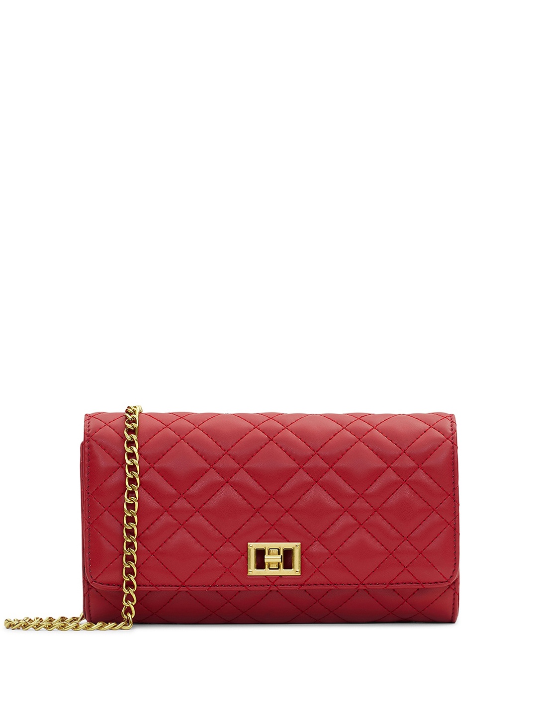 

MIRAGGIO Quilted Crossbody Bag with Chain Strap, Red