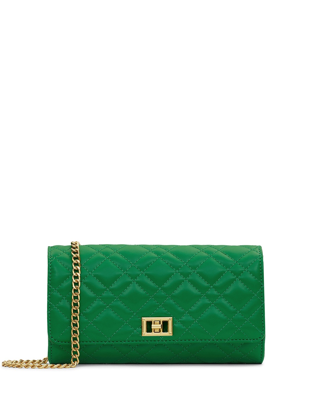 

MIRAGGIO Quilted Crossbody Bag with Chain Strap, Green