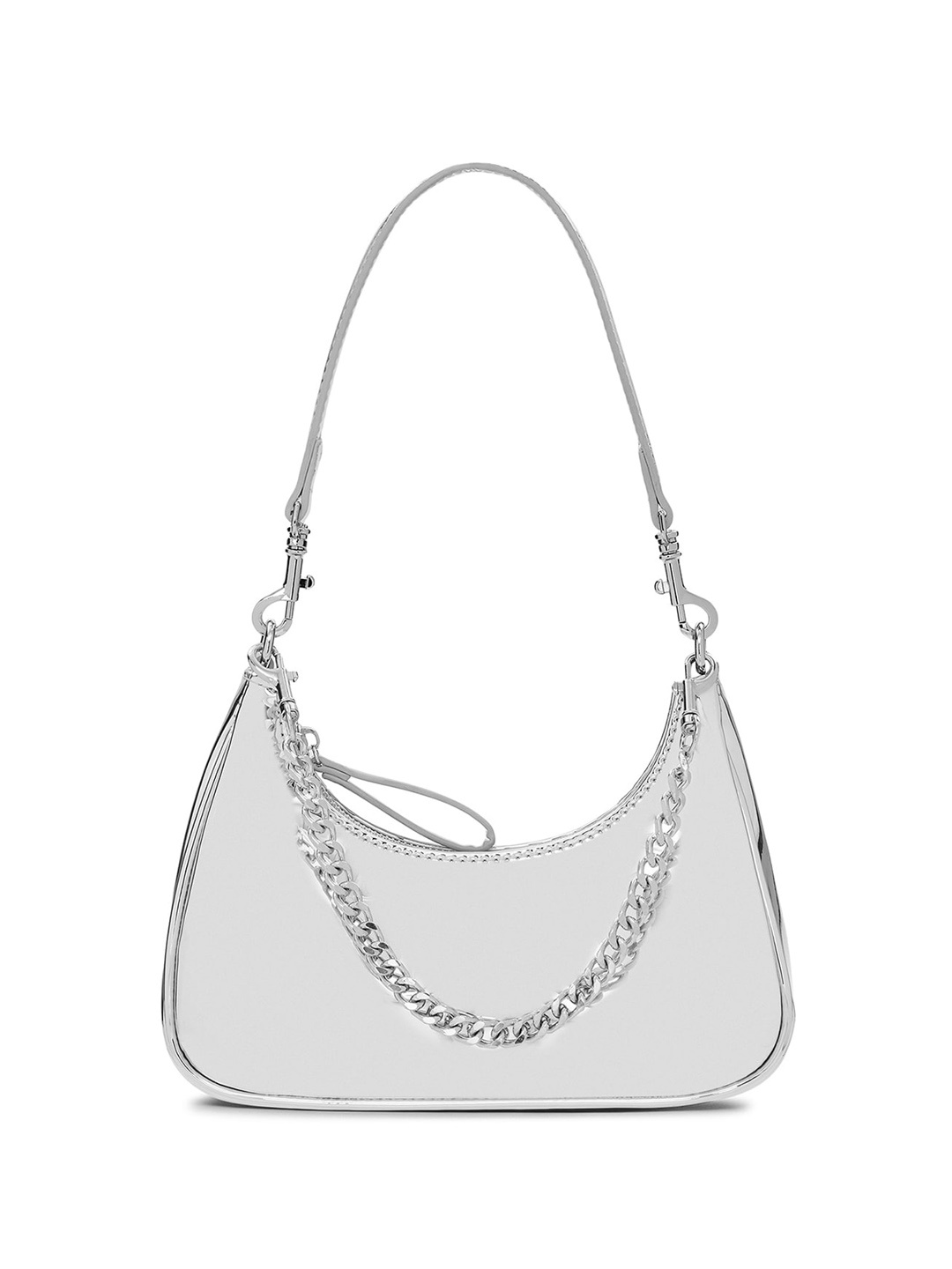 

MIRAGGIO Shoulder Bag with Detachable Shoulder Strap, Silver