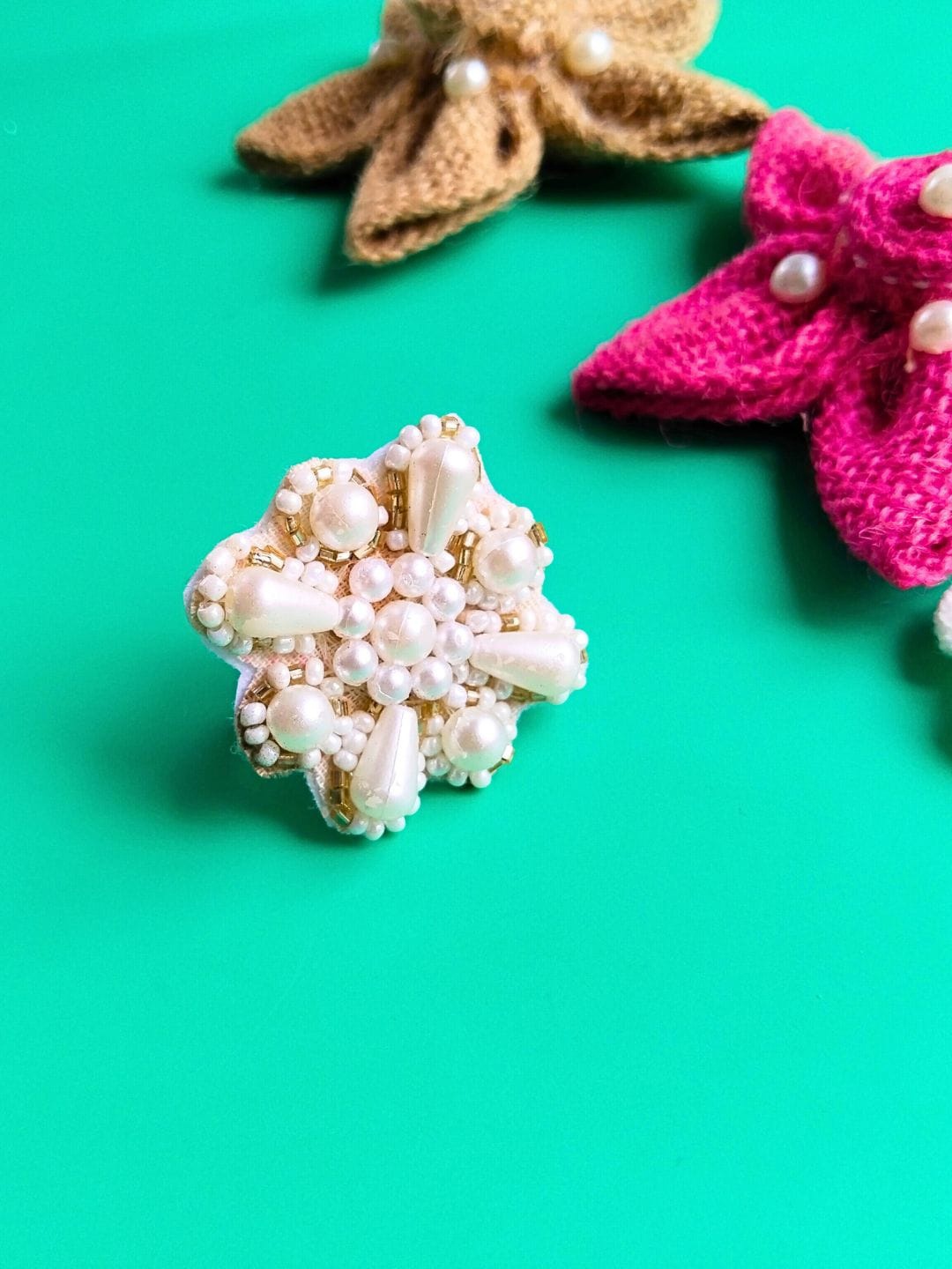 

DressBerry White Pearls Beaded Adjustable Finger Ring