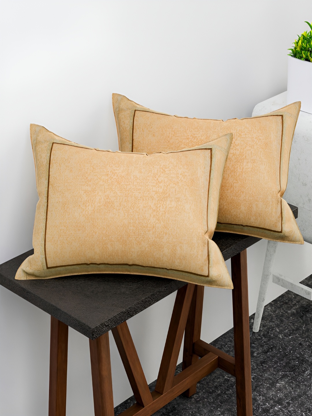 

Kuber Industries 2 Pcs Cream-Colored Printed Cotton Pillow Covers