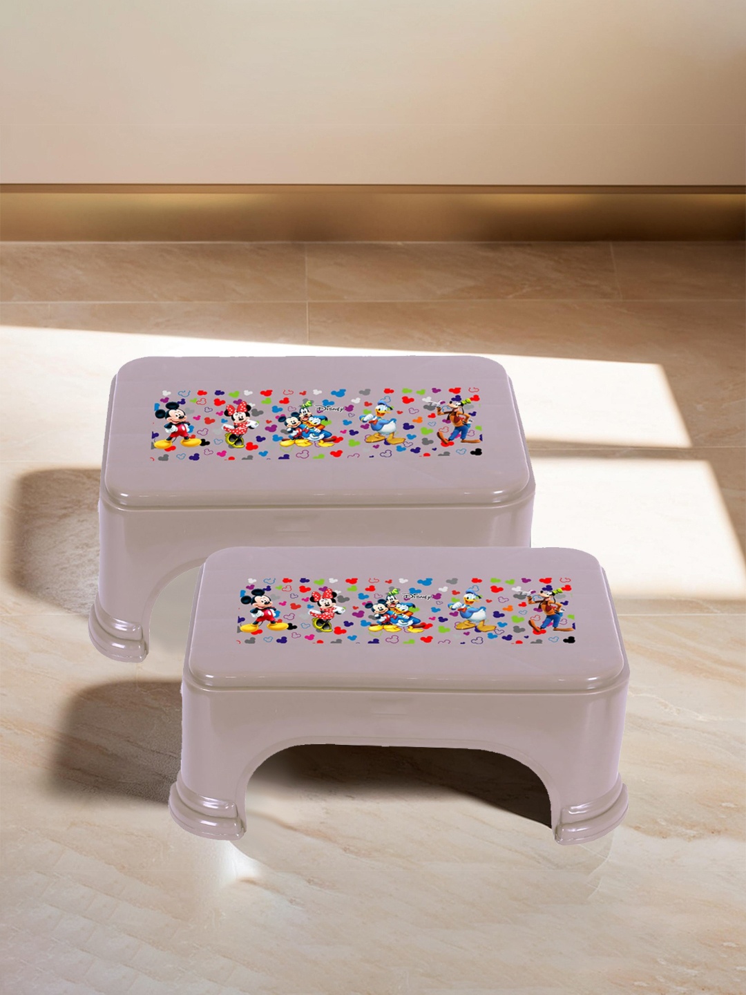 

Kuber Industries Grey 2 Pieces Mickey & Friends Printed Bathroom Step Stools, Brown