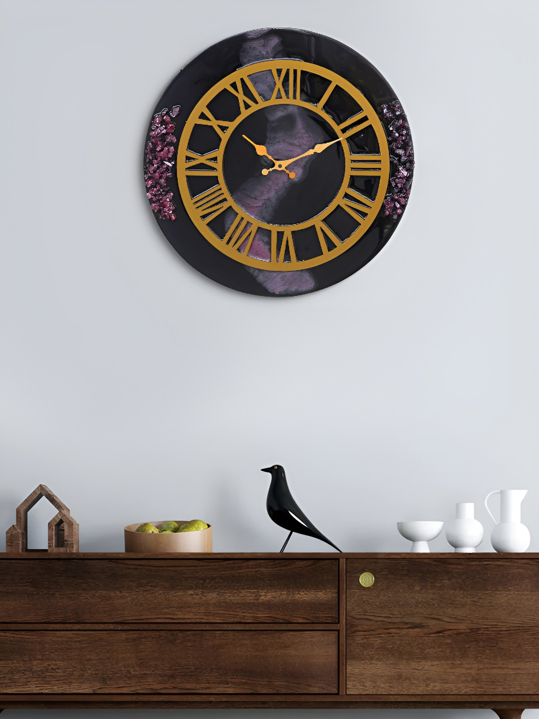 

Craft Smith Black & Yellow Embellished Round Contemporary Wooden Wall Clock