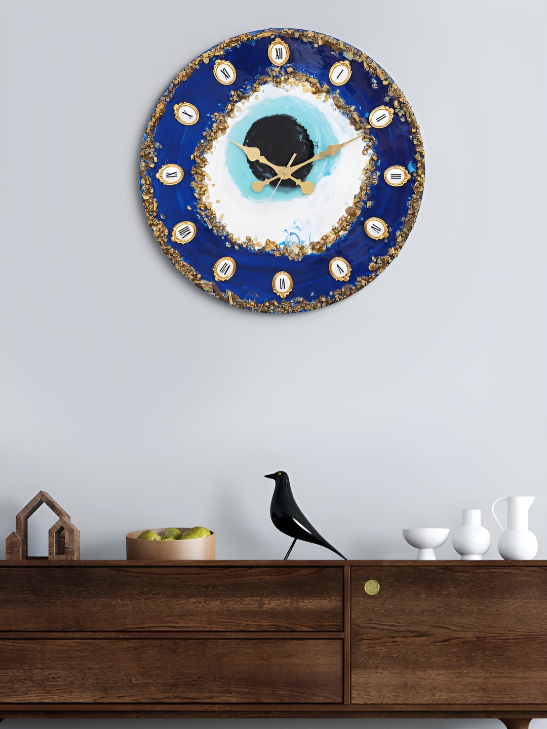 

Craft Smith Blue & White Embellished Round Analogue Wall Clock