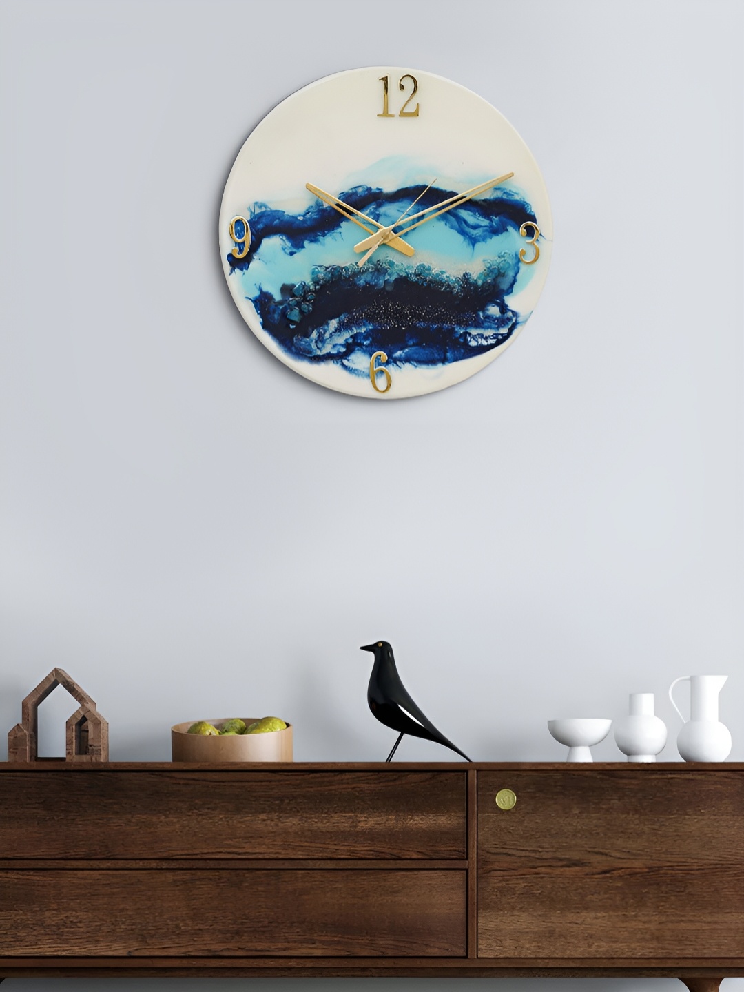 

Craft Smith Blue & White Round Embellished Contemporary Wooden Wall Clock