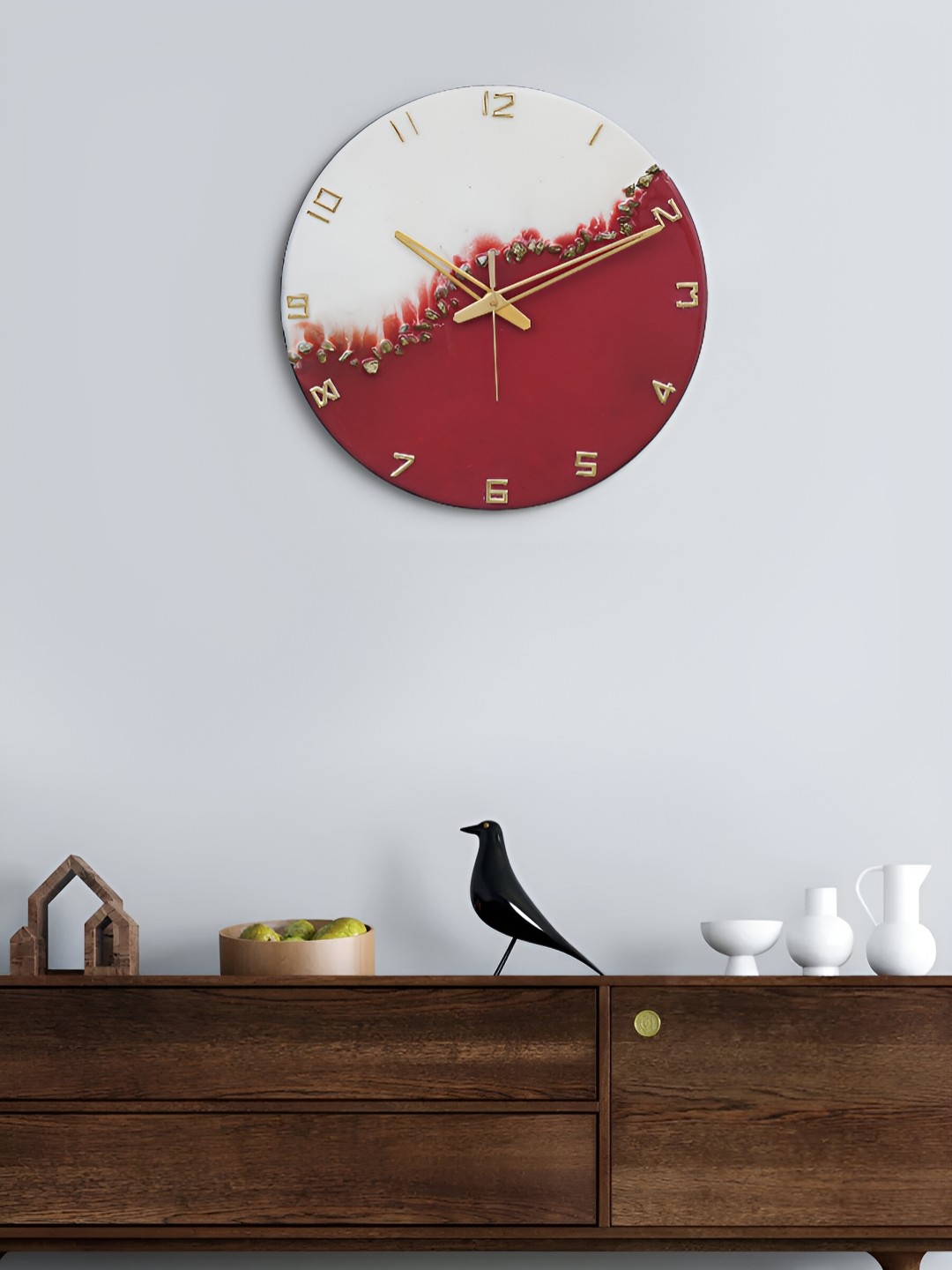 

Craft Smith Red & White Embellished Round Analogue Wall Clock