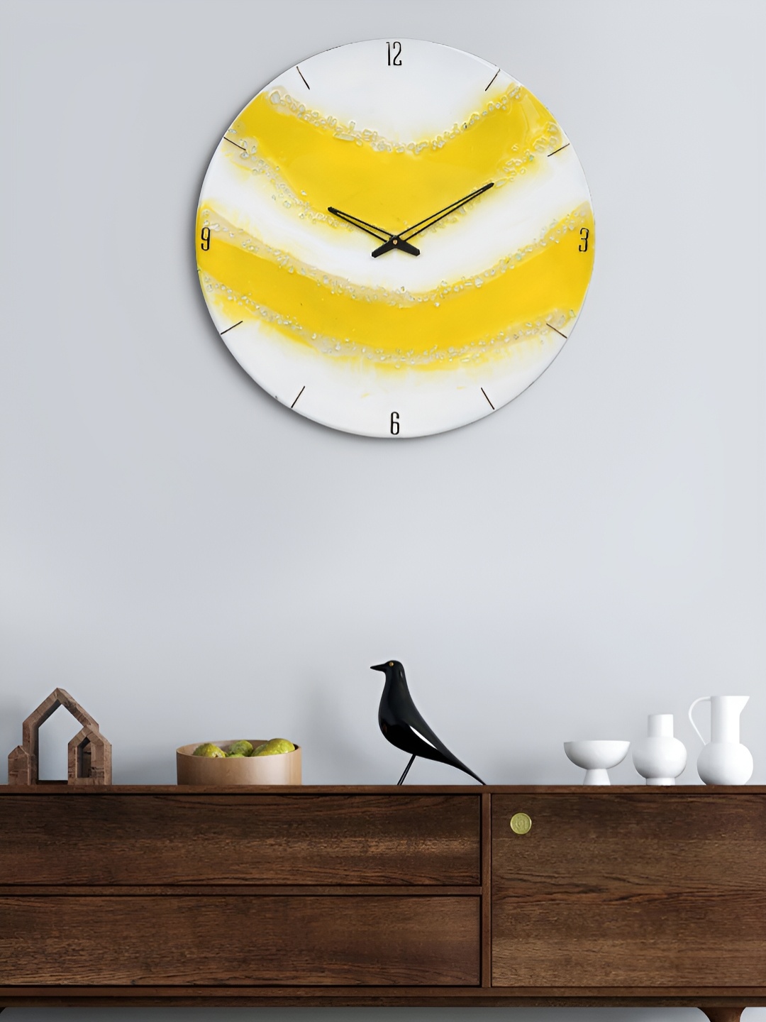 

Craft Smith White & Yellow Embellished Round Analogue Wall Clock